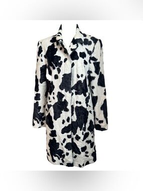 Y2K Cache Cow Faux Fur Trench Coat